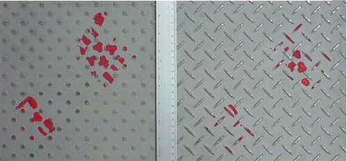 波尔卡地板材料与普通花纹的足部受力面积对比图